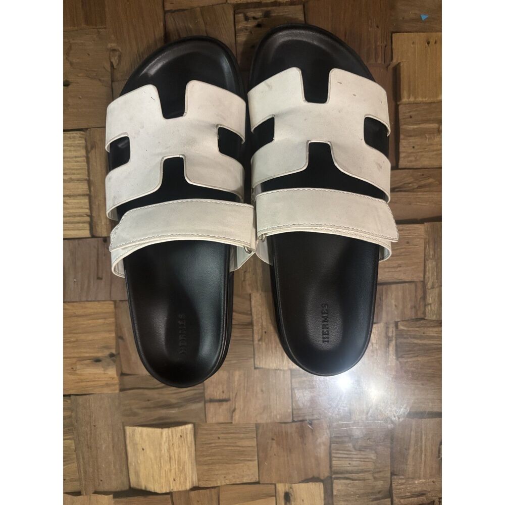 White and Black Hermes Slides